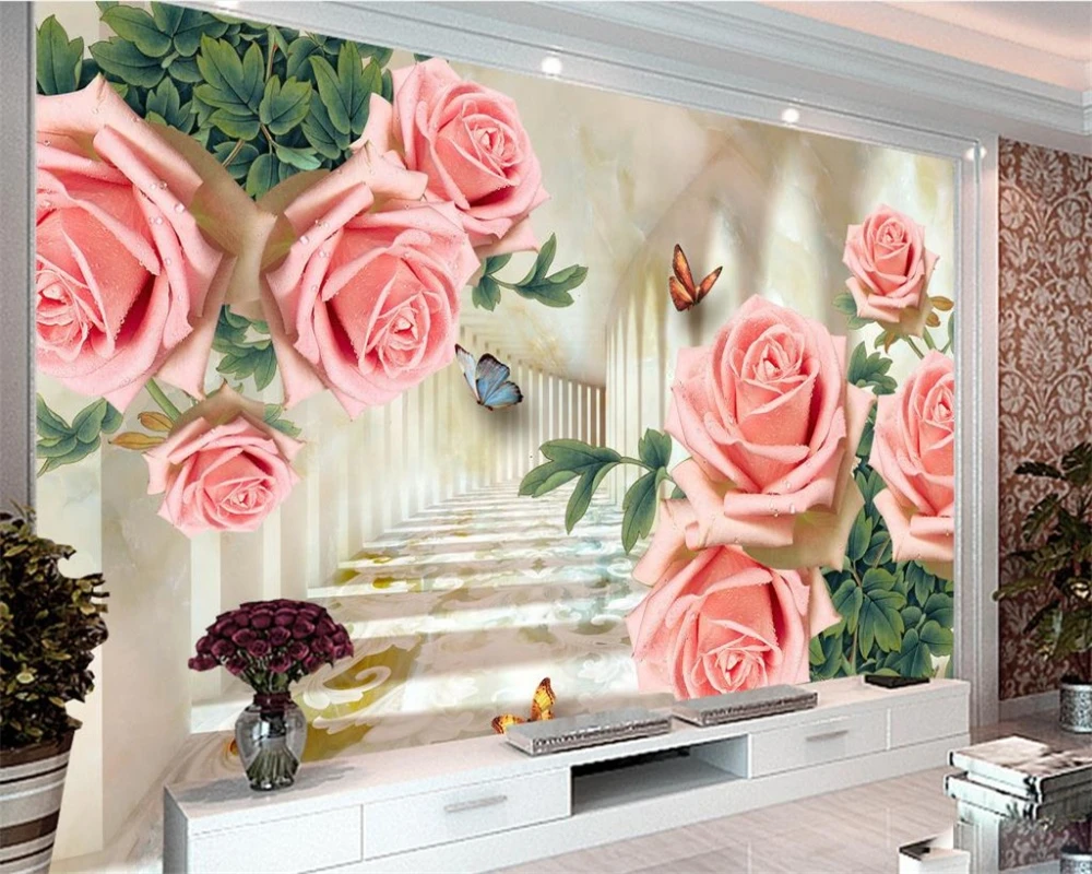 Custom large 3D wallpaper extension space rose room living room background decoration mural wallpapers for living room