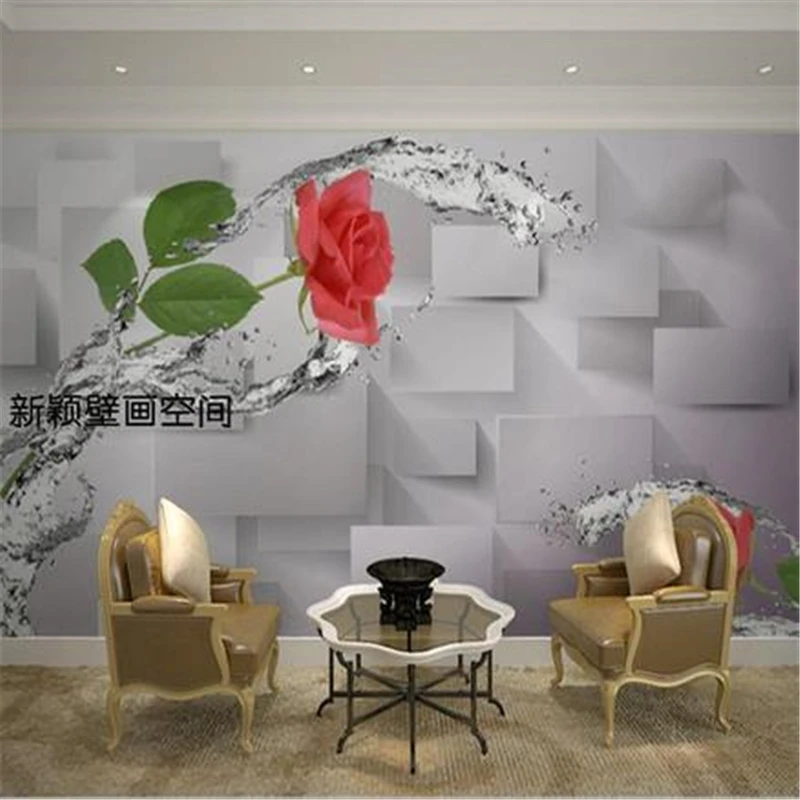 

beibehang Stereoscopic 3D red roses romantic wedding room TV background wallpaper living room bedroom cozy restaurant murals