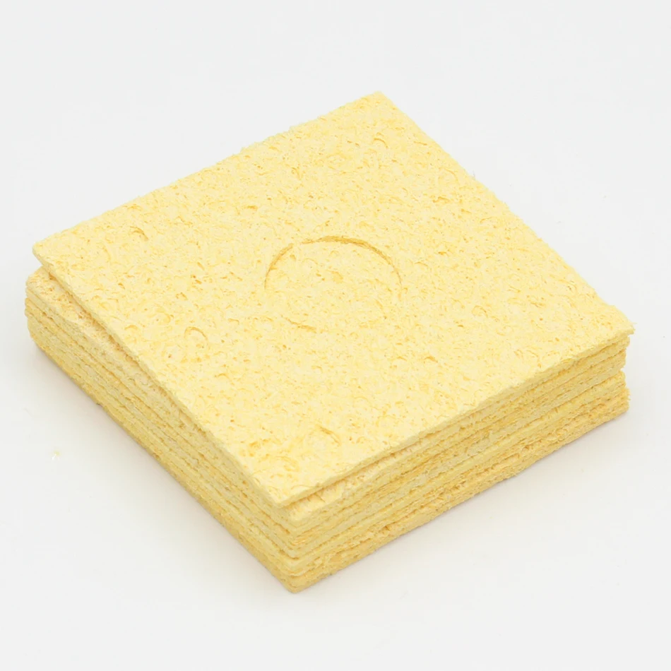 5pcs 55mm x 55mm x 1.5mm Thicker yellow High Temperature Enduring Condense Electric Welding Soldering Iron Cleaning Sponge