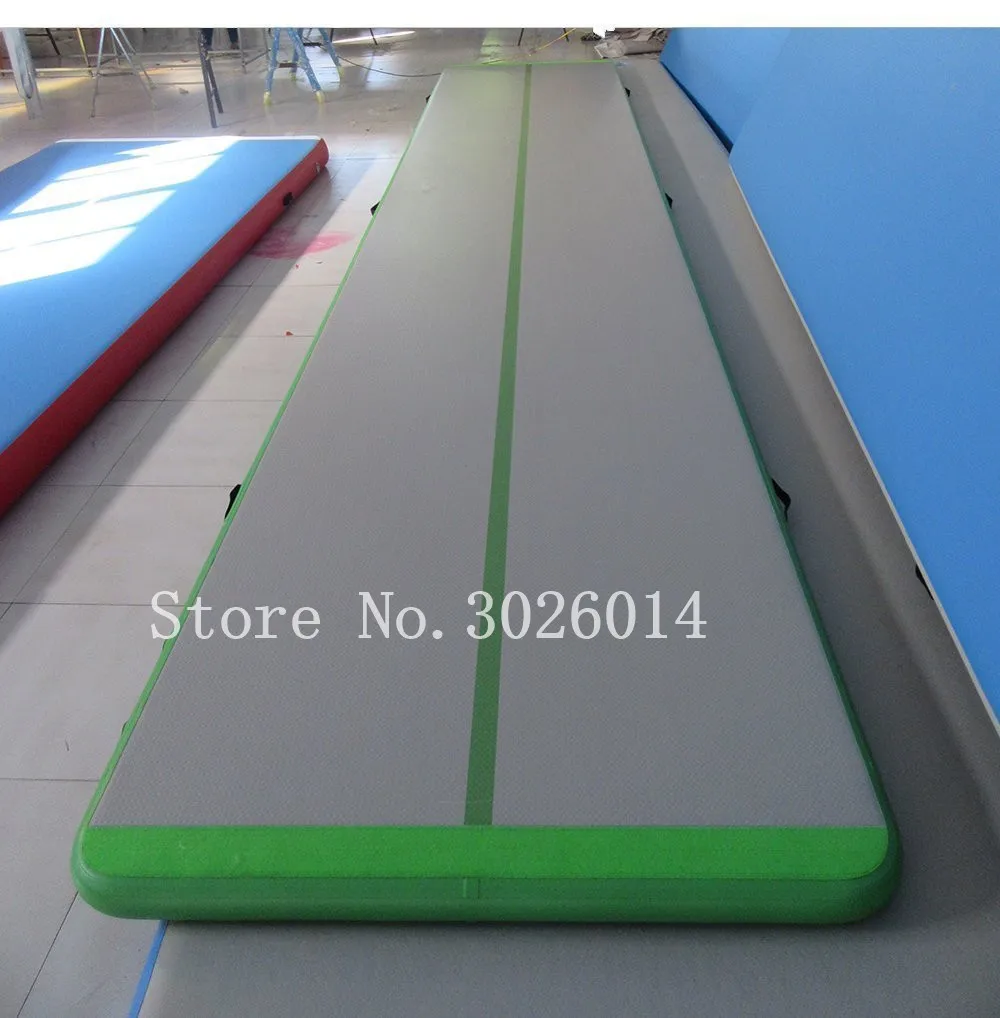 Air Track Tumbling Mat 7x1x0.2m Green Inflatable Gymnastics Airtrack Mat, Air Floor Mat with Electric Air Pump