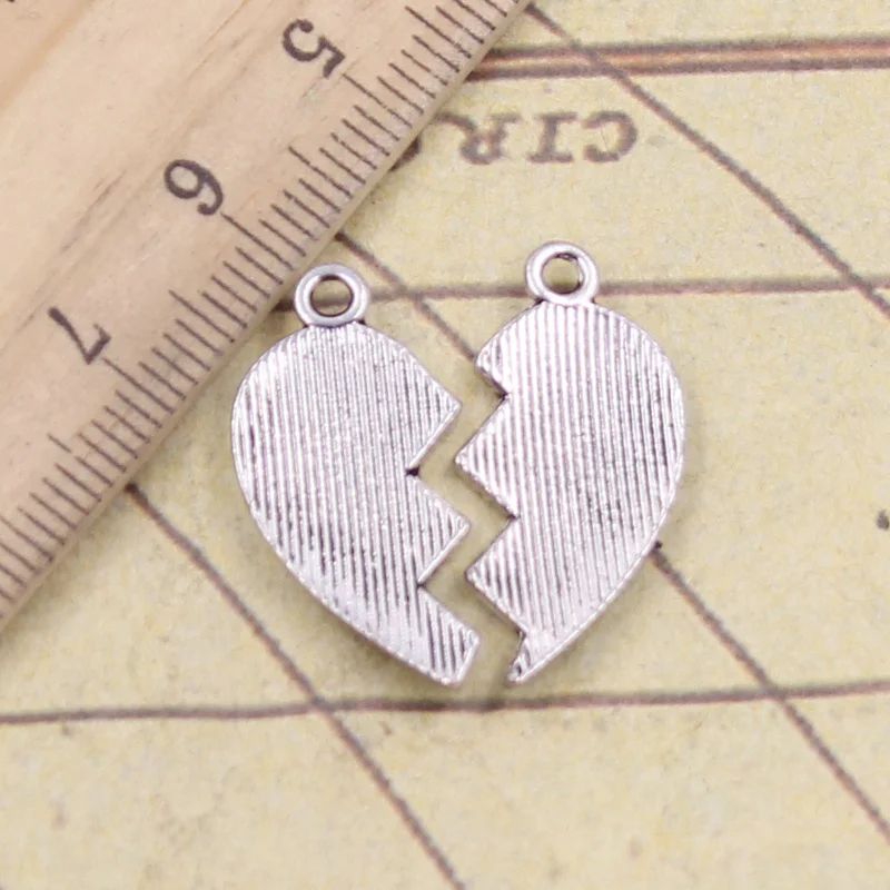 12pcs Charms Heart Mother Daughter Puzzle 21x21mm Antique Silver Color Pendants Making DIY Handmade Tibetan Finding Jewelry