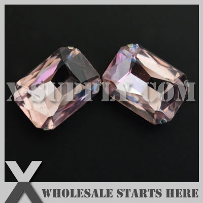 

DHL Free Shipping Preset Mounted Crystal Rhinestone Rectangle Octagon 18x27mm Lt.Rose in NICKEL Sew on Setting for Bag,Shoe