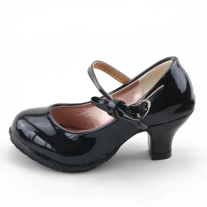 Chaussures en cuir avec nœud papillon pour filles, sandales d'automne pour enfants, talons hauts, princesse douce, nouveau, 2022