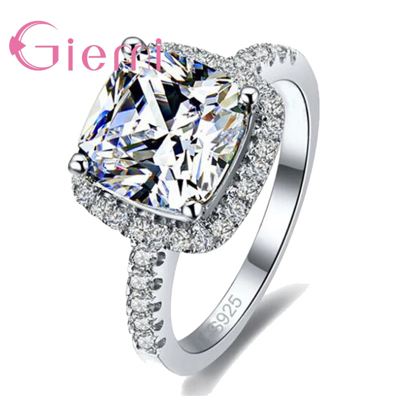 Genuine 925 Sterling Silver Wedding Engagement Rings Big Promotion Luxury Super Shiny Cubic Zirconia Jewelry For Bridal Rings