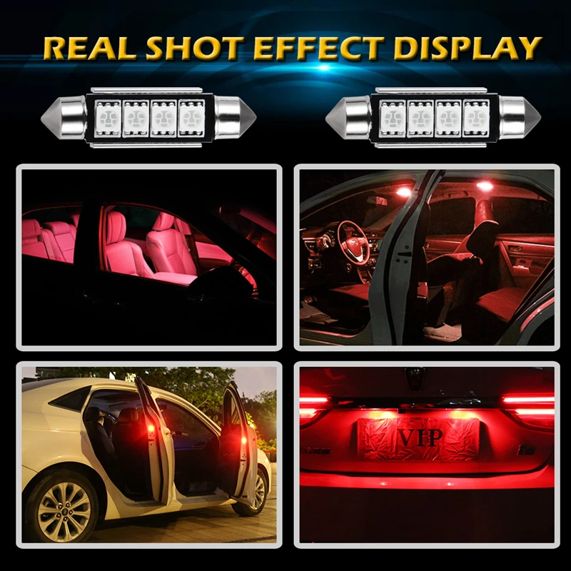 4x C5W C10W LED Canbus bulbs 5050 SMD Festoon Red White 41mm 42mm Dome Reading Light Bulb Car Interior lighting lamp 12V 6000K