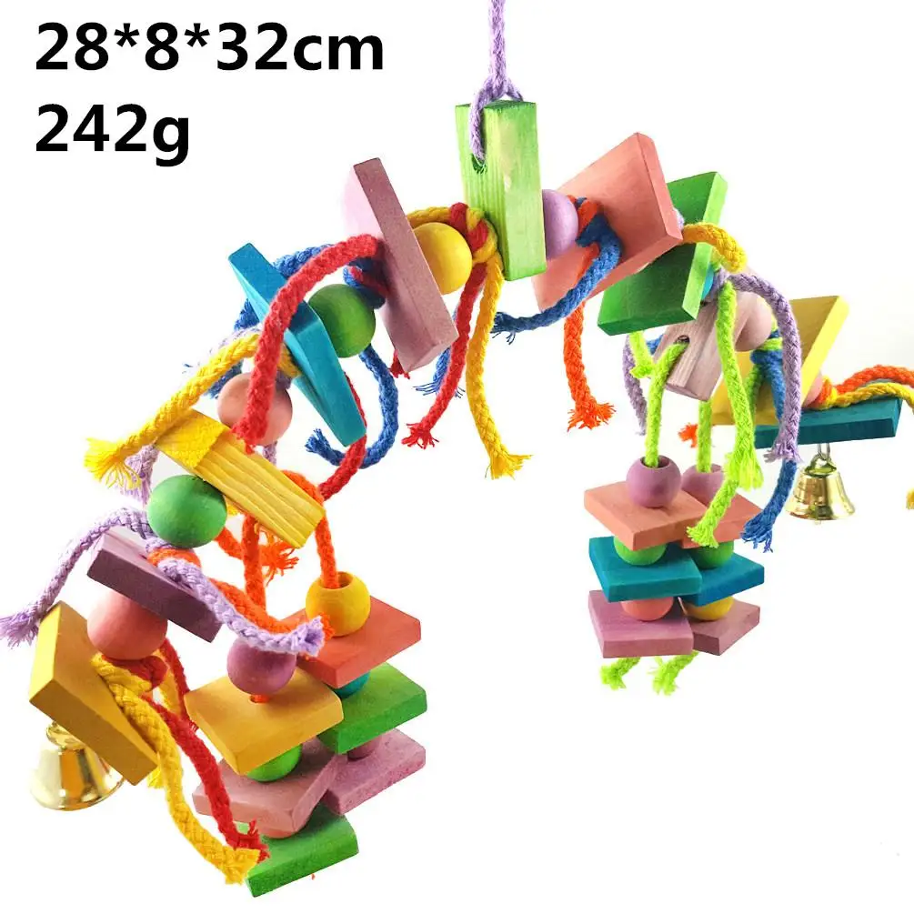 Huisdier Producten Vogel Benodigdheden Papegaai Knagen Speelgoed Diy Claw Paw Halter Kleur Hout Touw Slijpen Swing Station Ladder String Speelgoed