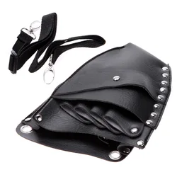 Hairdressing Scissors Storage Case PU Leather Barber Hair Scissor Holster Pouch Case Rivet Clips Bag with Waist Shoulder Belt