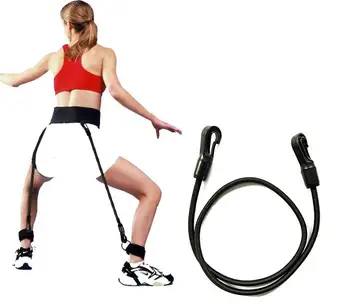 Faixa de resistência fitness bounce trainer puxar corda futebol tênis corrida saltar perna força agilidade cinta treinamento preto