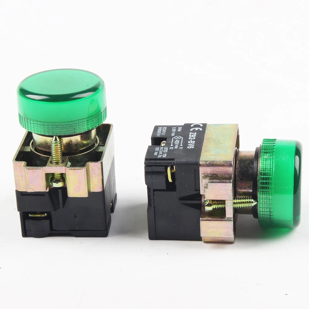 1Pc 22Mm XB2-BV63 XB2-BV64 Led Lampje Pilot Light 380V Directe Type Groen Rood