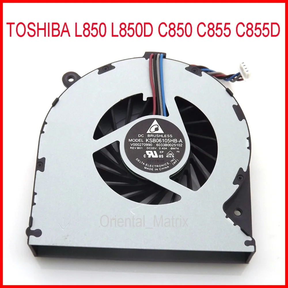 New KSB06105HB-A DC5V 0.4A Cooler Fan Replacement For Toshiba L850 L850D C850 C855 C855D CPU Cooling Fan