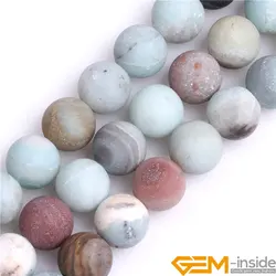 10mm 12mm Mixed Color Natural Frosted Matte Amazonite Stone Big Large Hole ( Hole size 2mm ) Beads For Jewelry Making Strand 15