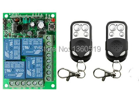 

NEW DC12V 4CH 10A Radio Controller RF Wireless Push Remote Control Switch 315 MHZ 433 MHZ teleswitch 2 Transmitter +1 Receiver