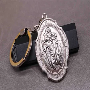 Chaveiro clássico novo do encanto, Saint Michael, cruz de Jesus, keychain do carro, bolsa, lembrança do presente do Natal 8 principais vendas chaveiro de são cristovão - №6
