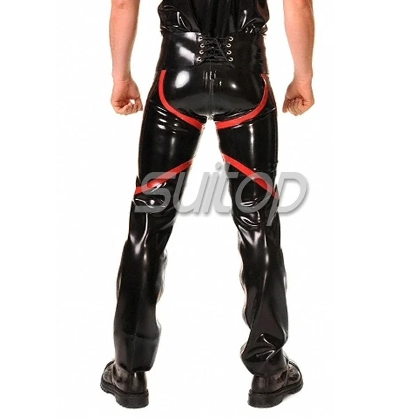 

Suitop latex chaps latex trousers with inside zip for men