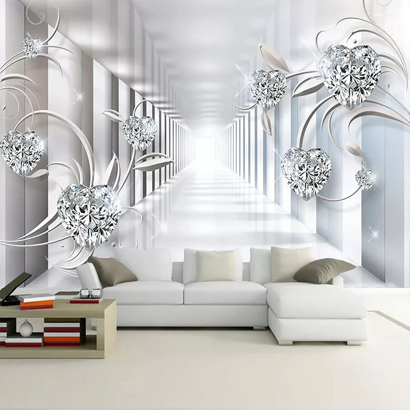 Carta da parati personalizzata foto carta da parati Non tessuta 3D spazio astratto motivo floreale diamante gioielli soggiorno TV sfondo decorazioni