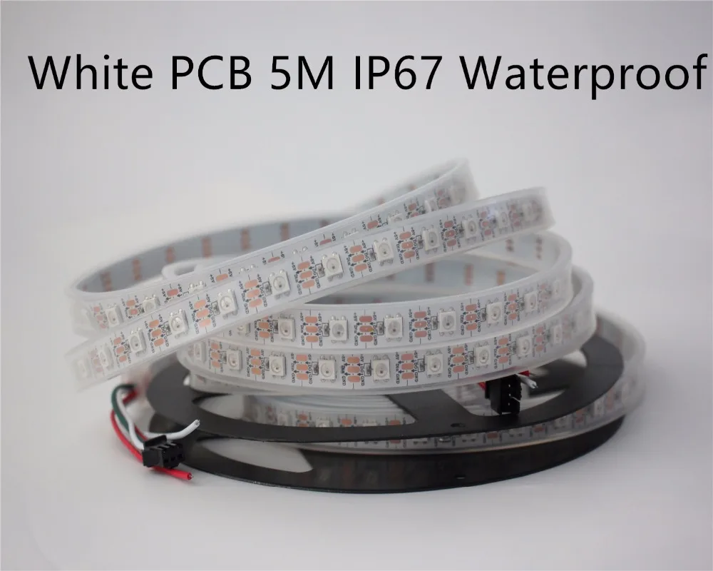 IP20/IP65/IP67 Waterproof   5m led strip WS2812B Smart led pixel strip,,60 leds/m WS2811 IC; 60 pixels/M,White PCB DC5V