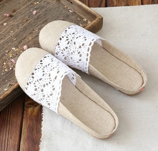 Careaymade-Literary and Art Retro-hollow Flat-soled Shoes 2019 Summer New Cotton and Hemp Comfortable Soft-soled Slippers