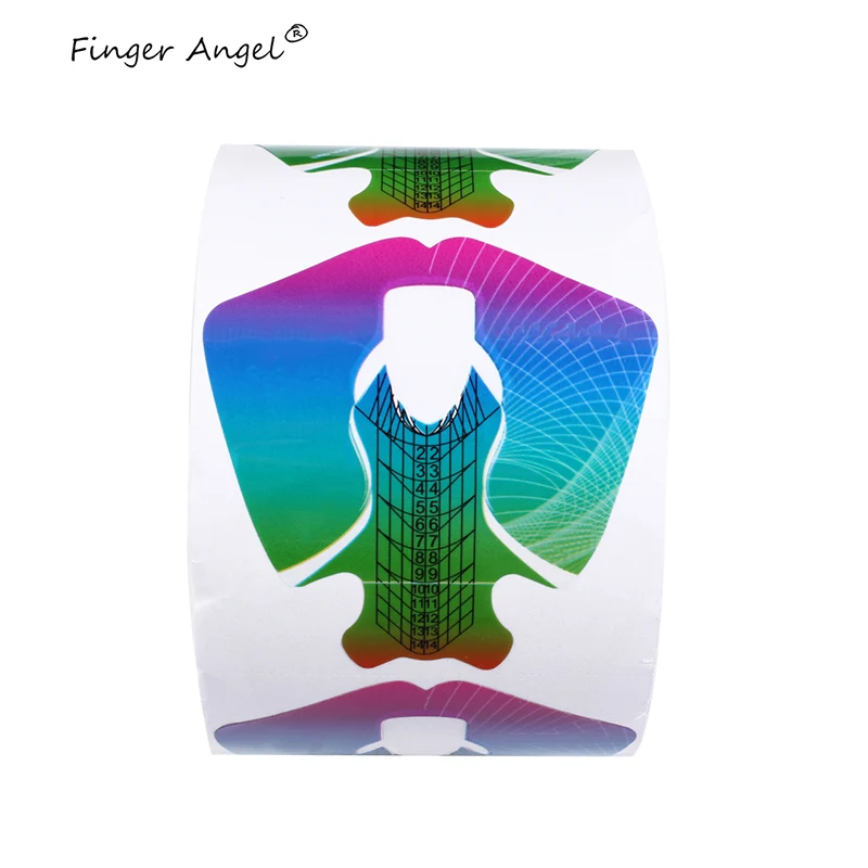 Finger Angel 50/100/500PCS Nail Forms Plastic Rainbow Fish Shape Nail Art Extension Tips Tool Manicure Gel UV Nails Guide Forms - Image 4