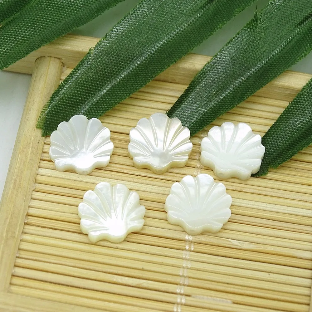 Wholesales White Sea Shell shape Carved Natural Mother Of Pearl Shell loose Beads DIY Findings For Jewelry Making