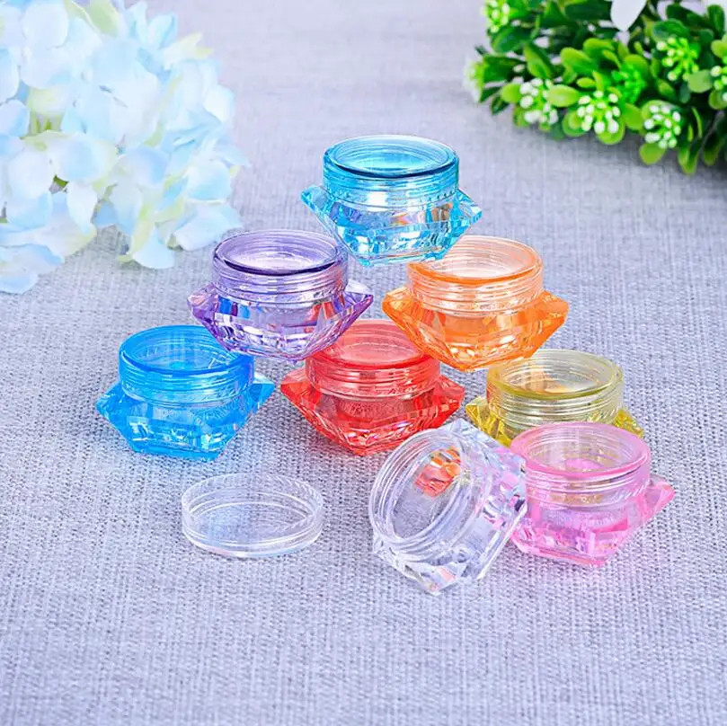 Wholesale 2g 3g 5g diamond shape cream bottle,plastic jar eyeshadow container,empty cream jar