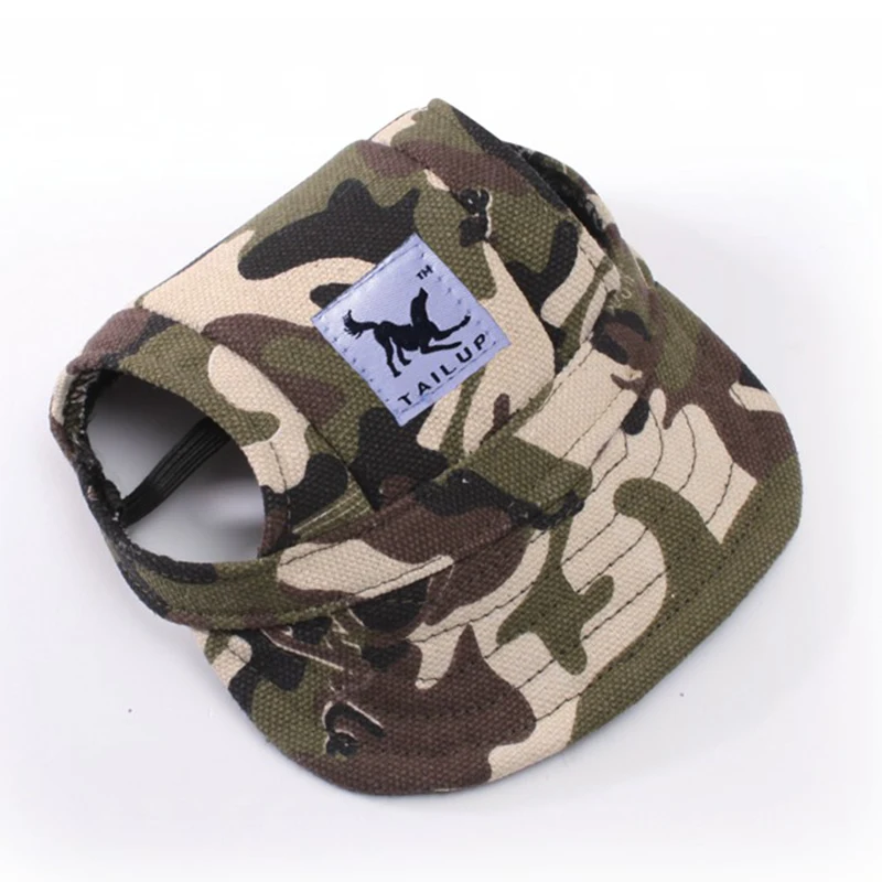 Cute Dog Baseball Hat Canvas Cap Adjustable With Ear Holes For Small Pet Dog Cats Outdoor Accessories Outdoor Pet Products 7D35