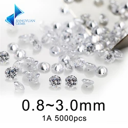 5000pcs 1A 0.8~3.0mm Round Cut White Loose Cubic Zirconia Stones Bead zircon