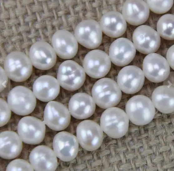 Unique Pearls jewellery Store 5mm AA White Potato Genuine Freshwater Pearl Loose Beads One Full String DIY Jewelry Material LS08