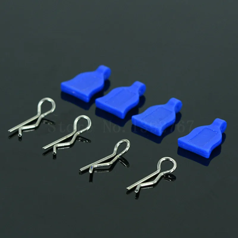 4Sets RC Racing Aluminum EZ Pulls (4) Body Clips (4) For 1/10 Scale Models Remote Control Cars Hobby RC Car HSP HPI HIMOTO ETC.