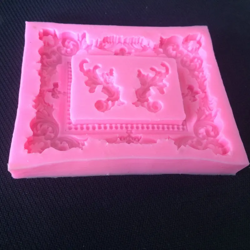 Big Victorian Embellishment Frame Silicone Cake Mold Fondant Molds Cupcake Mould Soap Mold ChocolateConfeitaria E736