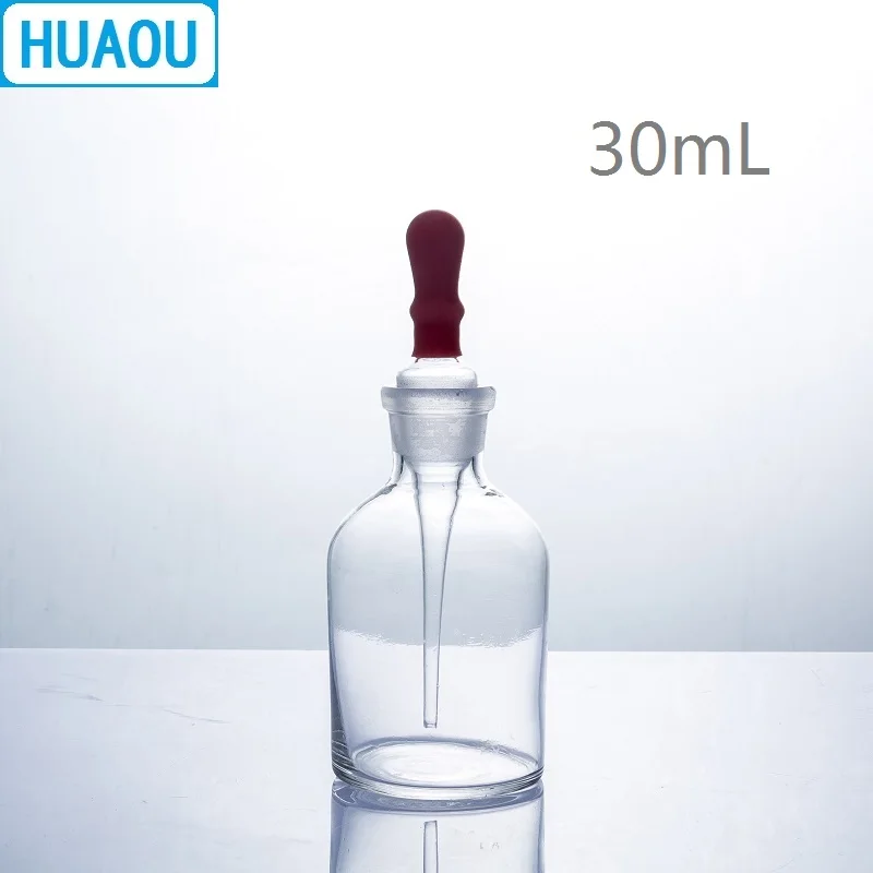 

HUAOU 30mL Dropping Bottle Clear Glass with Ground in Pipette and Latex Rubber Nipple Laboratory Chemistry Equipment