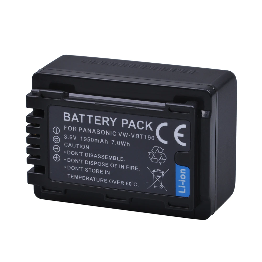 1Pcs 1950mAh VW-VBT380 VBT380 VW-VBT19 VBT190 Battery for Panasonic HC-V270, HC-V380, HC-V510, HC-V520, HC-V550, HC-V700, HC-V71