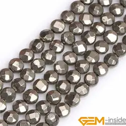 Irony Gray Faceted Natural Pyrite Stone Gem Stone Semi Precious Beads DIY Loose Bead For Jewelry Making Wholesale