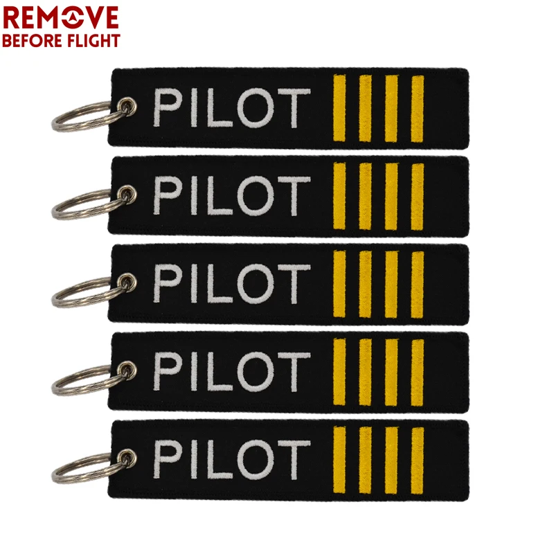 New 5PCS Remove Before Flight Pilot Key Chains Embroidery Label Key Ring Chain for Aviation Gifts Fashion Jewelry Accessories