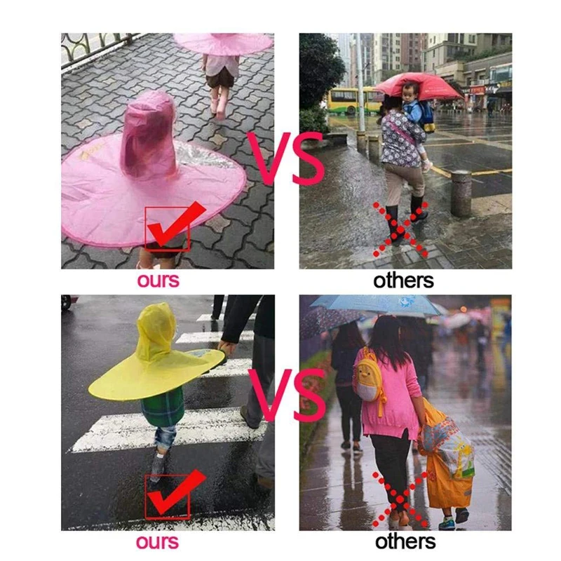 Creative Kids Rain Cover Cute Cartoon Duck UFO Children\'s Raincoat Boys And Girls Umbrella Hat Windproof Poncho Rain Gear Hot