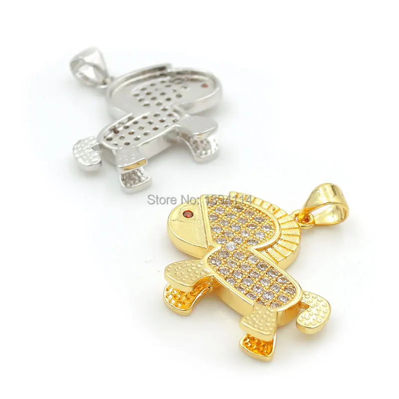 23*21*4mm Micro Pave Clear CZ Puppy Charm Fit For Women As Necklace Accessory