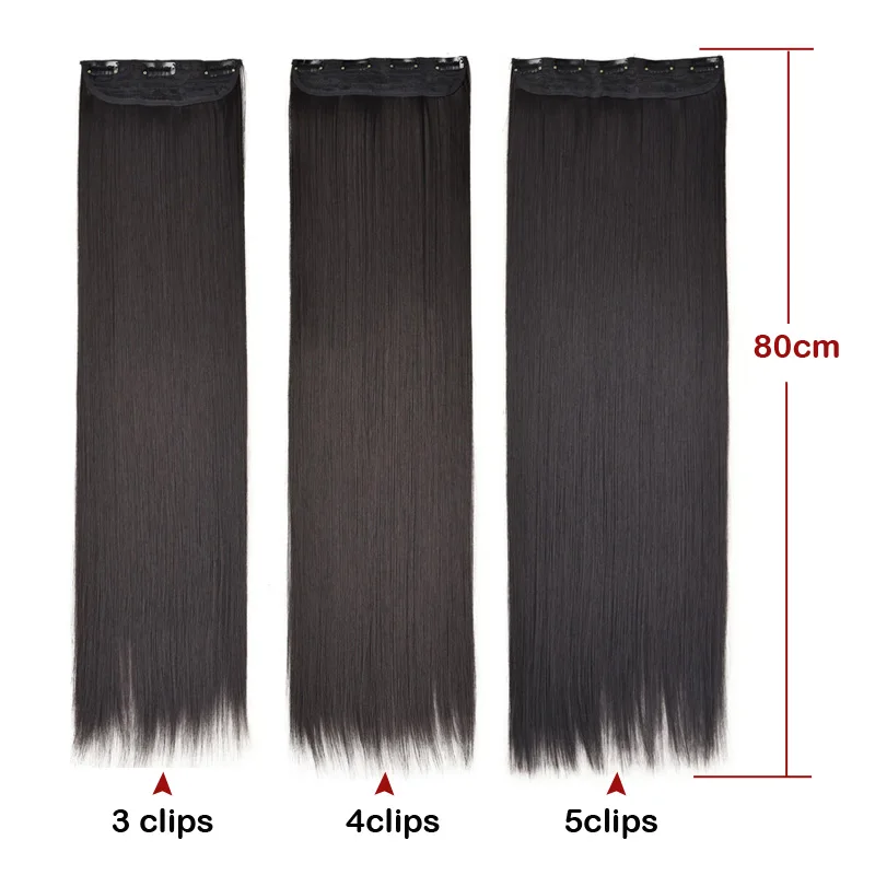 Jeedou pelo sintético más largo 80cm 32 pulgadas Clip de una pieza en extensión de cabello postizo Invisible accesorios de Cosplay