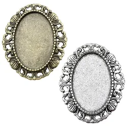 Fit 18x25mm Antique Silver Bronze Cameo/Glass/Cabochon Frame bezel Settings,Brooch,DIY Accessory Base Charm 5pcs/lot K04641