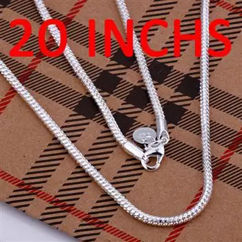 Cool 1pcs 3mm 16/18/20/22/24 inch M925 Silver color Snake Link Chain Lobster Clasp Necklace Wholesale fashion jewelry CN192