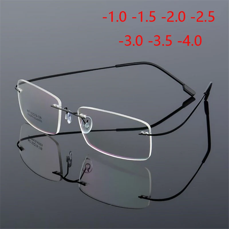 

Coating Superelastic Frameless Myopia Eyeglasses Men Women Rimless Ultralight Frame Myopia Glasses 100 ~ 400 degrees