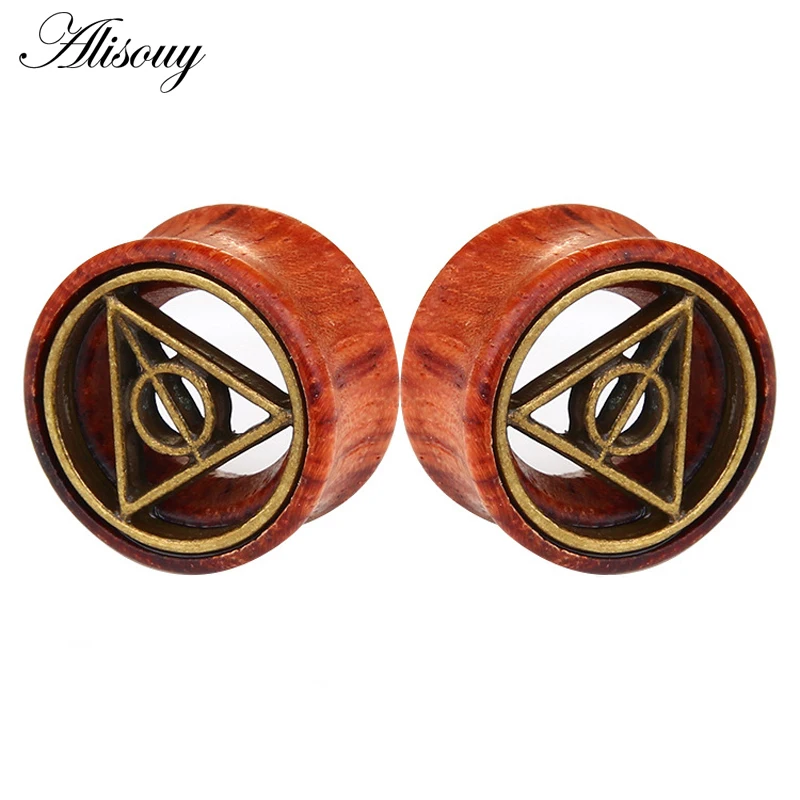 Alisouy 1 PC New Bamboo Wood Ear Plugs Gauges Earrings Women Men Flesh Tunnel Expander Piericing Stretcher Body Piercing Jewelry