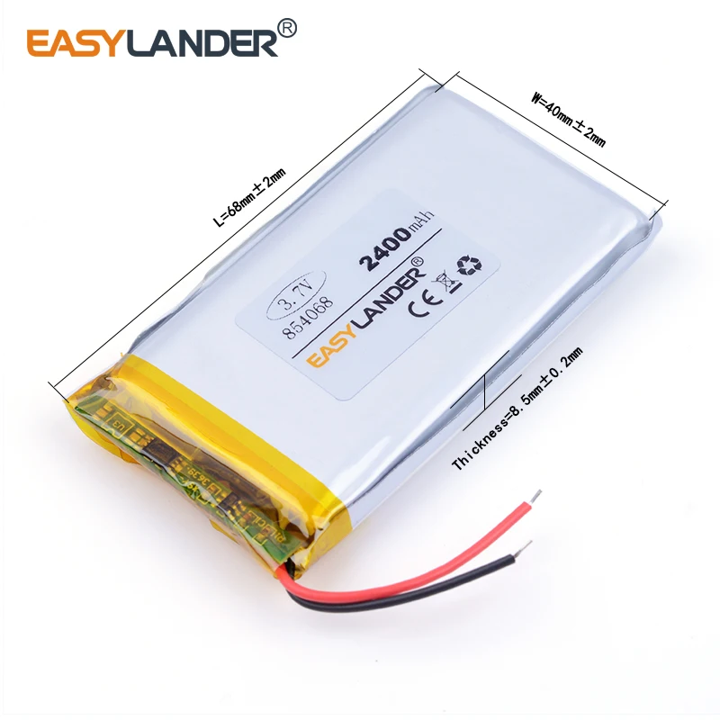 

10pcs /Lot 3.7V 2400mAh 854068 Rechargeable Lithium Li-ion Polymer Battery