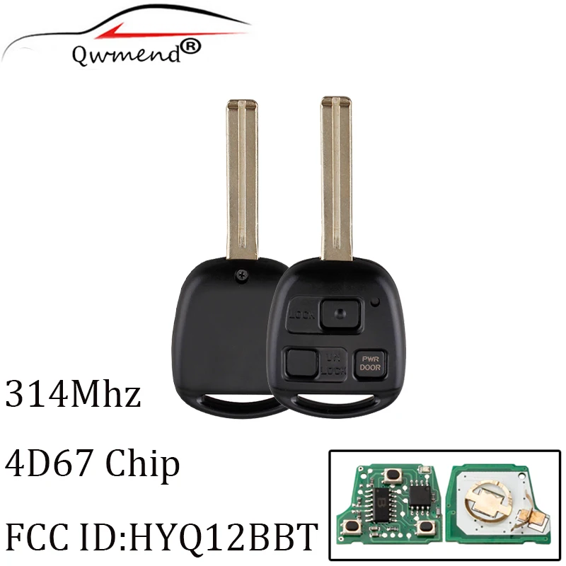 

3Buttons 314Mhz Complete Remote Key ID67 Chip For Lexus RX350 RX450h RX400h RX330 2004-2010 For Lexus HYQ12BBT