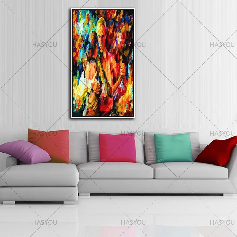 Wall Art Large lover modern oil Painting Canvas dancing woman Picture Abstract Figures Hand Painted Colorful figure Oil Painting