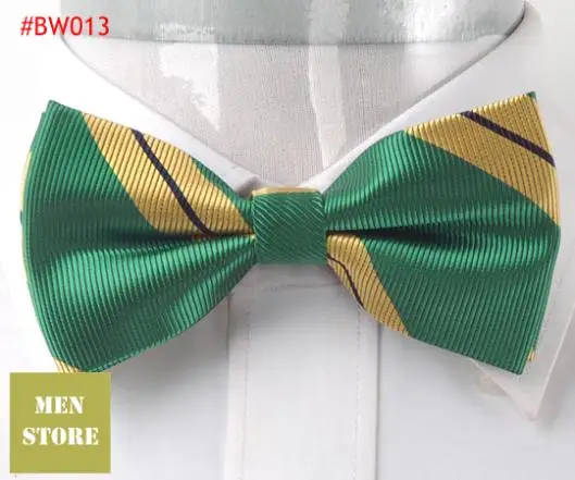 Streep Bow tie Pre-tied Tuxedo Stropdas Woven Bruidegom Mariage Party BowTie Das Verkoop Off