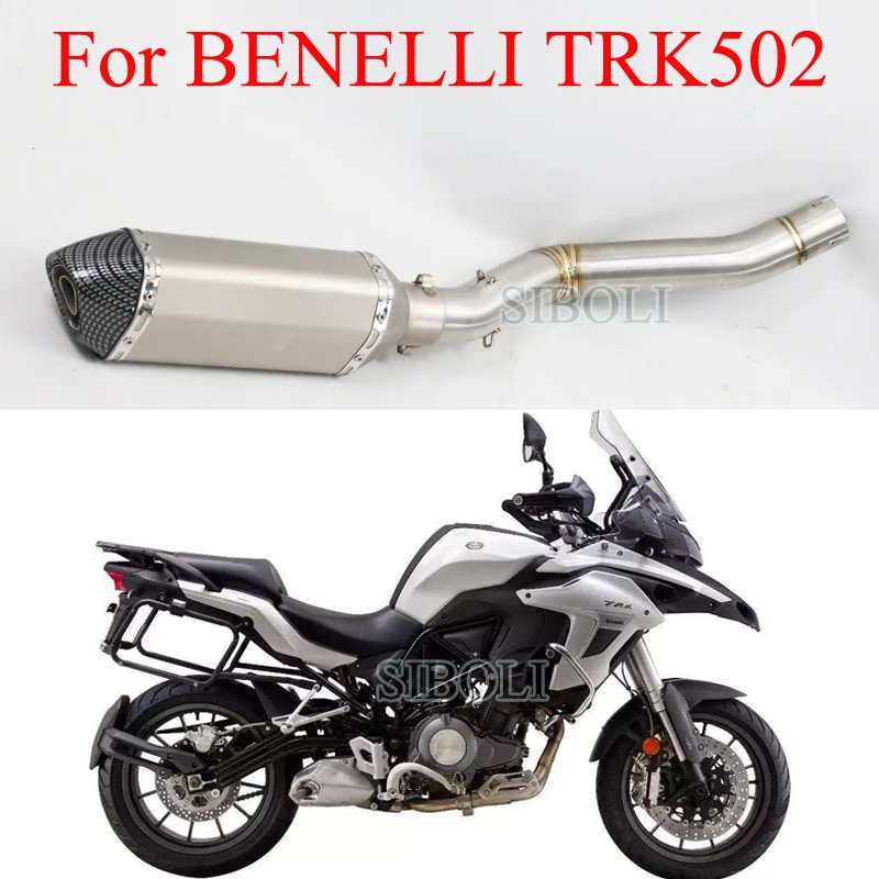 TRK502 Motorcycle Full System Slip On Exhaust Tube Modified Middle Pipe With Muffler DB Killer For Benelli TRK502