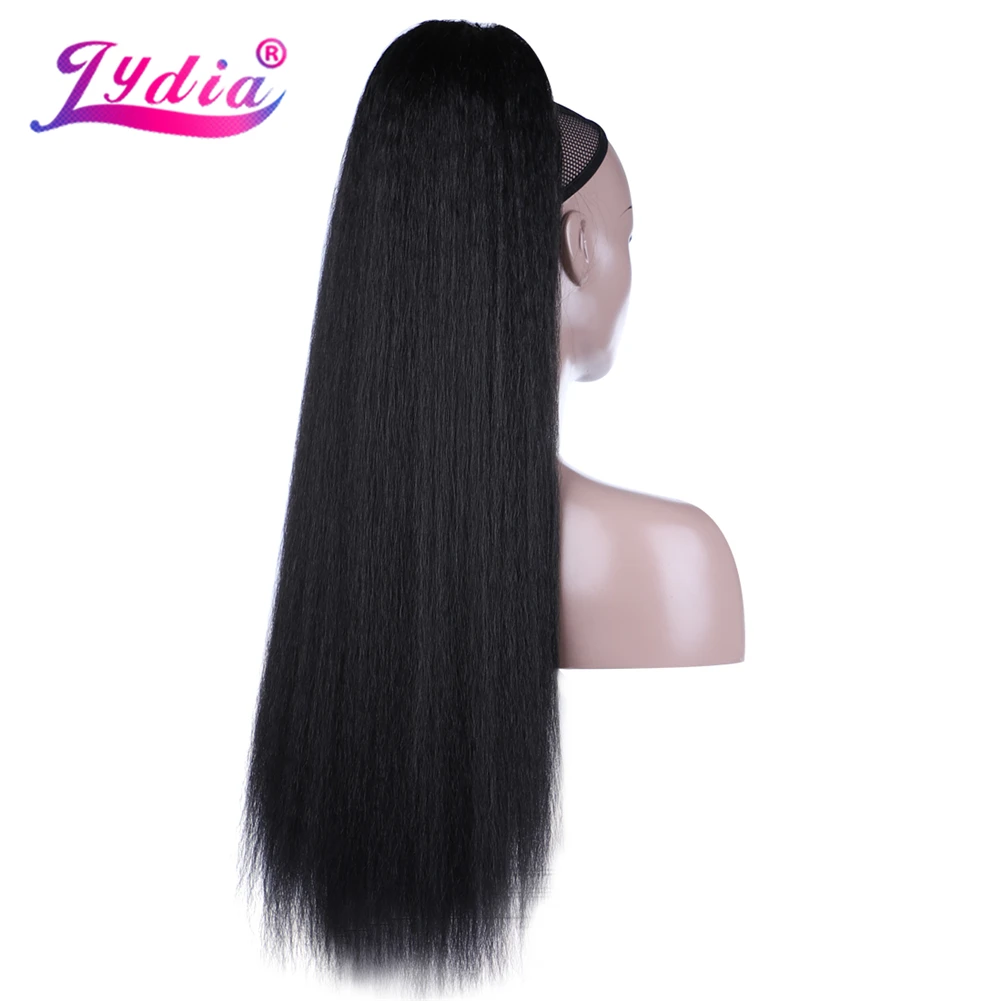 Lydia-Kinky Cabelo Liso com Dois Pentes Plásticos, Resistente Ao Calor, Extensões De Rabo De Cavalo Sintéticas, Todas As Cores Disponíveis, 30