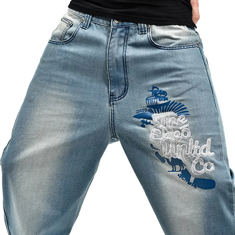 Embroidery Baggy Jeans Men Denim Pants Loose Streetwear Jeans Hip Hop Casual Skateboard Pants for Men Plus Size Trousers S097