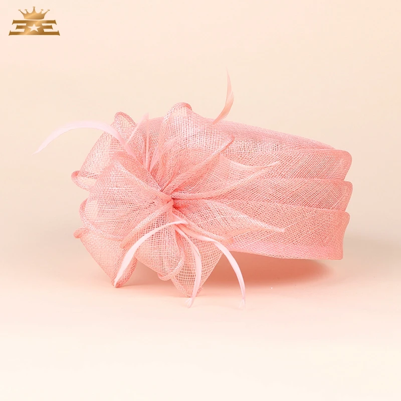 Lady New Fedoras Organza Hat Female Elegant Flax Yarn Flat Sweet Flower Hat Women Banquet Party Hat Girls Wedding Cap  B-8190