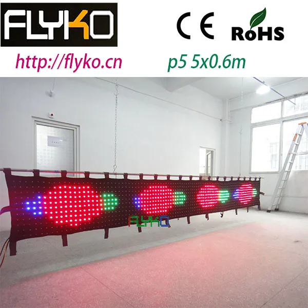 free shipping  5M*0.6M P5 led video curtain for stage backdrops on China market