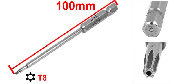 UXCELL T30 T25 T15 T10 T9 T8 T7 T6 Torx-Sicherheitsschraubendreher-Bit, magnetischer Torx-Kopf, 1/4 Zoll Sechskantschaft, 100 mm lange Reparatur-Handwerkzeuge